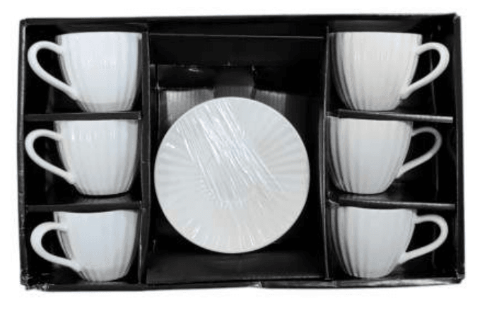 Porcelain Coffee or Tea Cups with Porcelain Saucers (12pcs)(180ml)(Design2) - DMC Wholesale