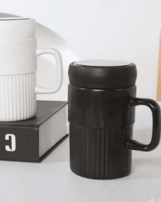 Ceramic Cup With Lid (400ml) - Alt View