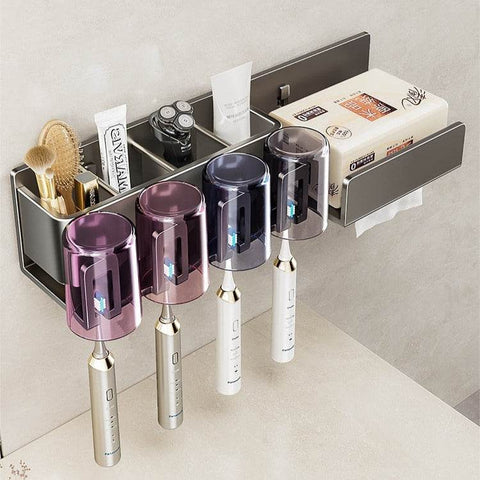 Tissue Box Wall-Mounted Bathroom Organiser (4 Compartment)