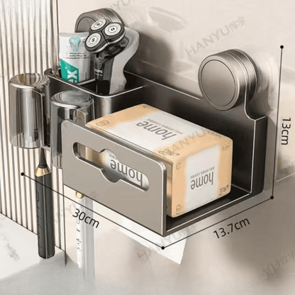 Tissue Box Wall-Mounted Bathroom Organiser (2 Compartment) - DMC Wholesale