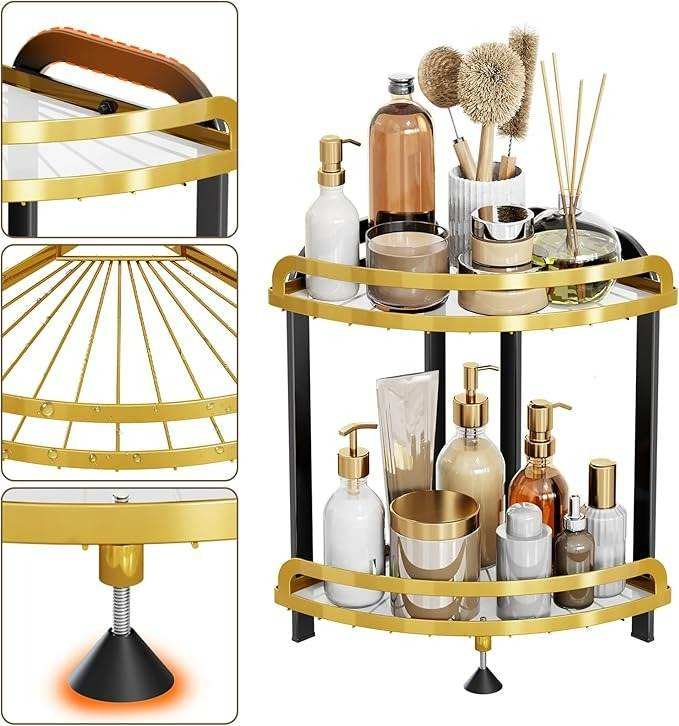 Wrought Iron Corner Kitchen or Bathroom Shelf (Each) - DMC Wholesale