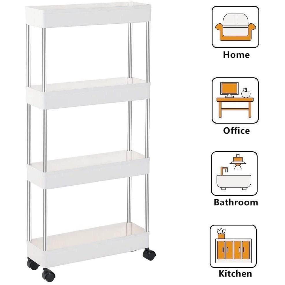 Multipurpose Space Saving Side Shelf Trolley (4 Tier) - DMC Wholesale