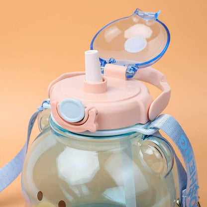 Cute Cartoon Bear Straw Bottle (1L) - DMC Wholesale