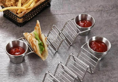 Steel Taco Holder With Sauce Bowl (Each) - DMC Wholesale