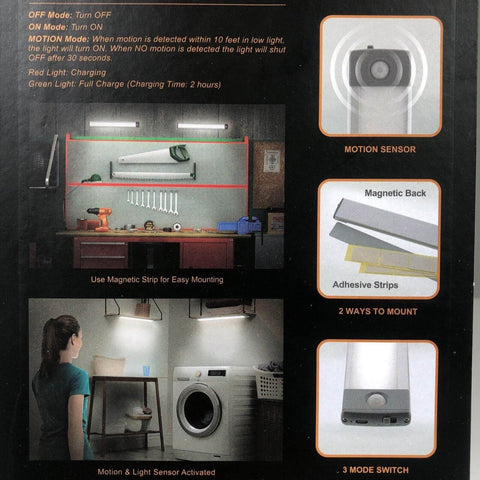 Rechargeable Motion Activated Light Bar - Alt View