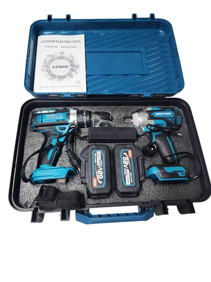 Rechargeable Hammer Drill and Impact Wrench Set (68V)(2 Batteries) - DMC Wholesale