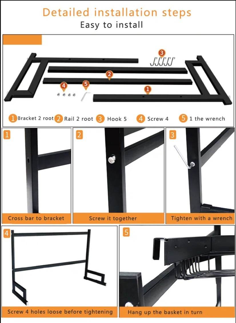 2 Tier Over Sink Dish Drying Rack Kitchen Organizer - DMC Wholesale