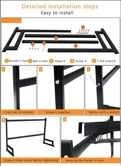 2 Tier Over Sink Dish Drying Rack Kitchen Organizer - DMC Wholesale