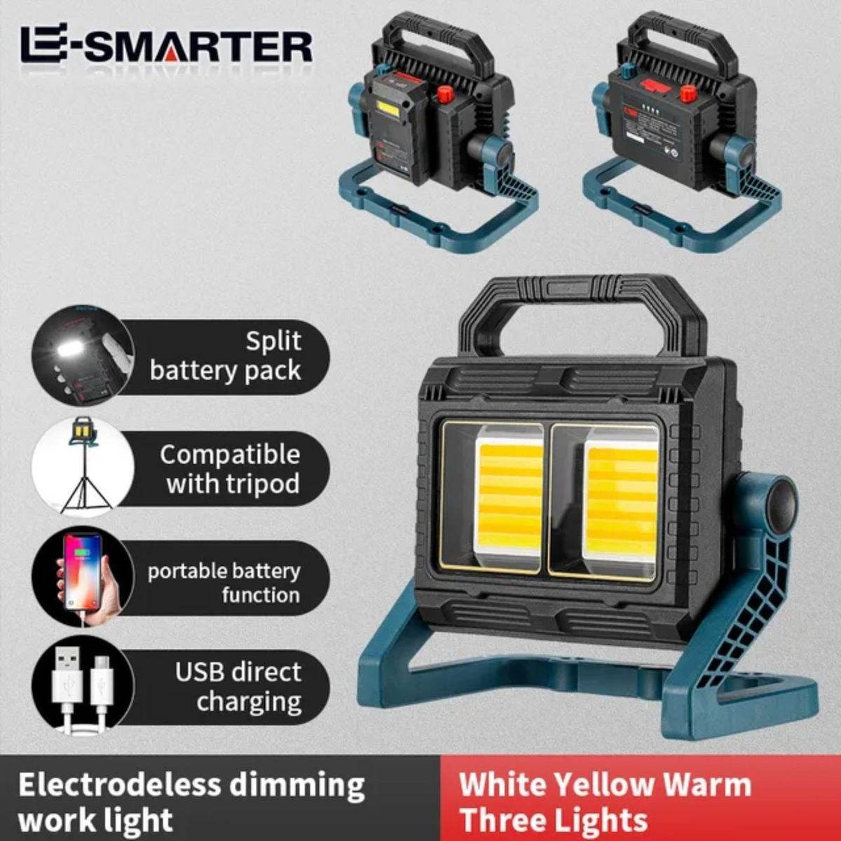 Work And Flood Spotlight (Rechargeable) - DMC Wholesale