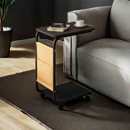 Side Table with Storage Bag and Wheels (C-Shape) - DMC Wholesale