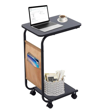 Side Table with Storage Bag and Wheels (C-Shape) - DMC Wholesale