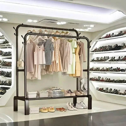 Double Rail Clothes Storage Rack (Without Wheels) - DMC Wholesale
