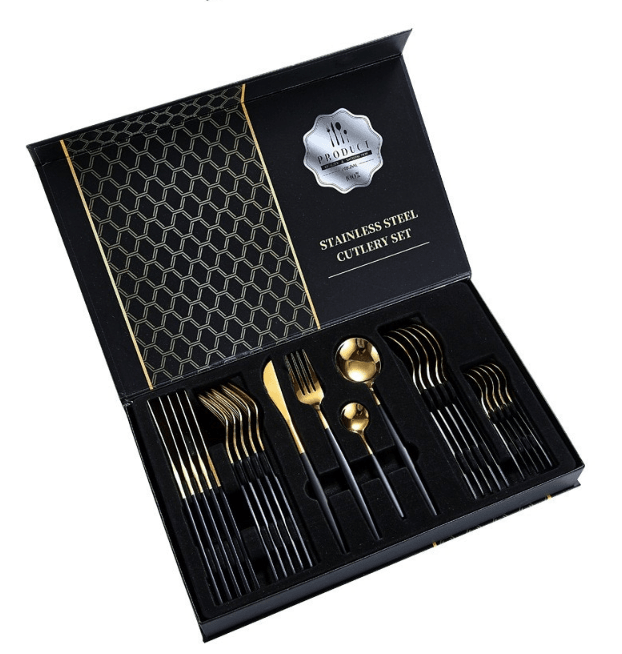 Hight Quality Polished Cutlery Set (24 pcs)(Black) - DMC Wholesale