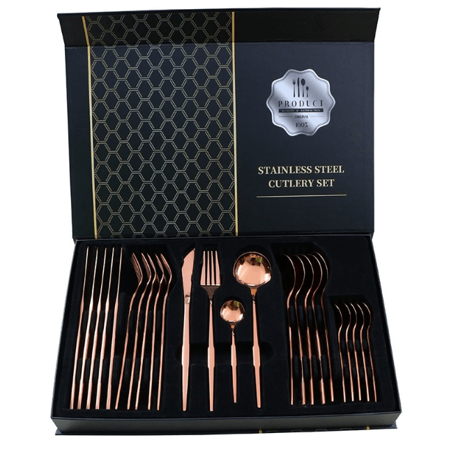 Hight Quality Polished Cutlery Set (24 pcs)(Black) - DMC Wholesale