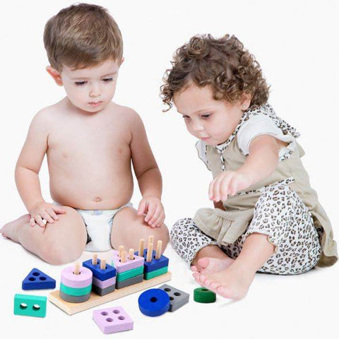 Super Tiny Wooden Sorting And Stacking Toy - Alt View