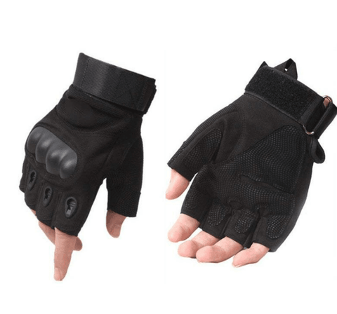 Hard Shell Half Finger Hand Gloves - Alt View