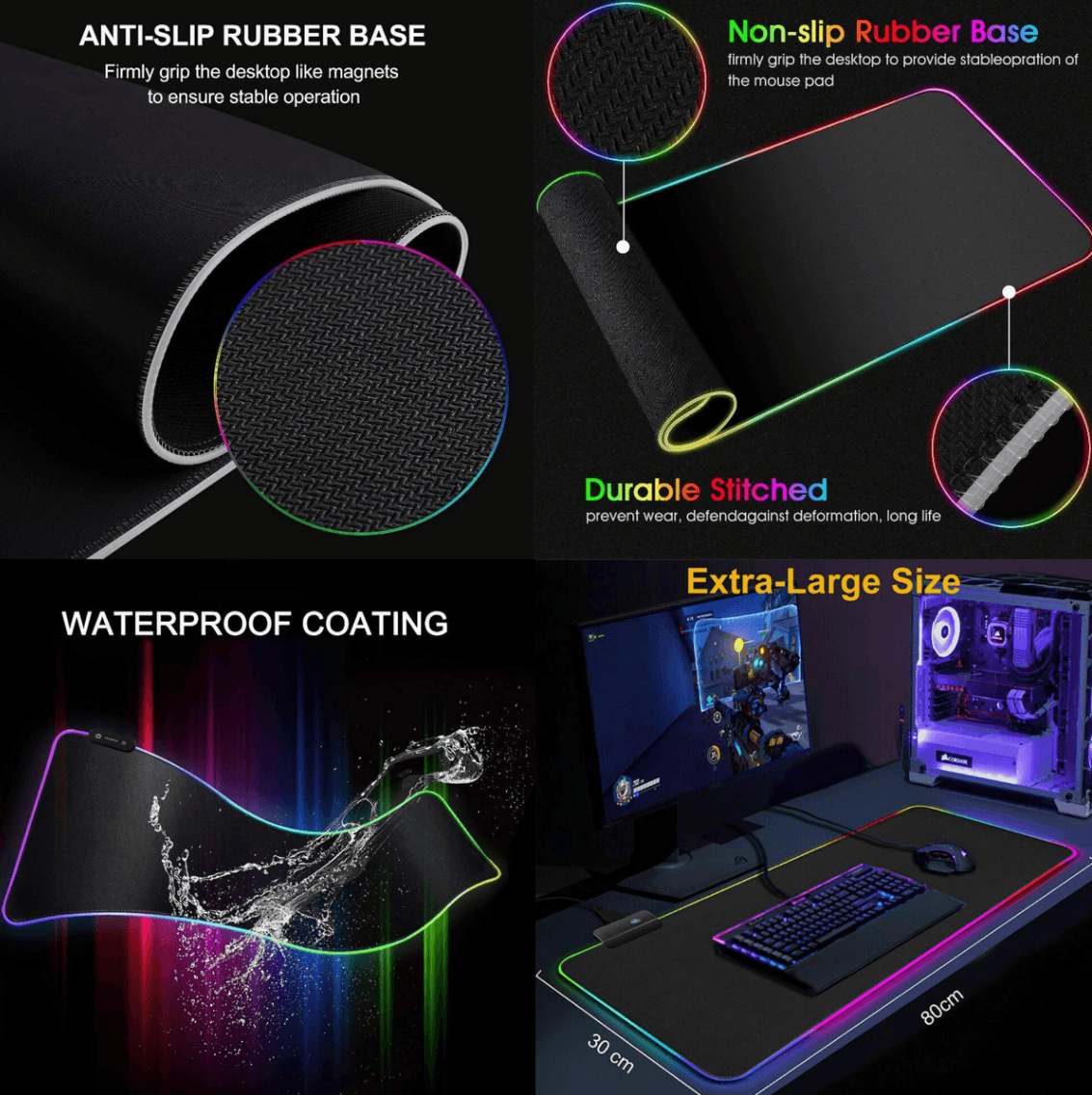 RGB Soft Light Gaming Mouse Pad (800mm x 300mm) - DMC Wholesale