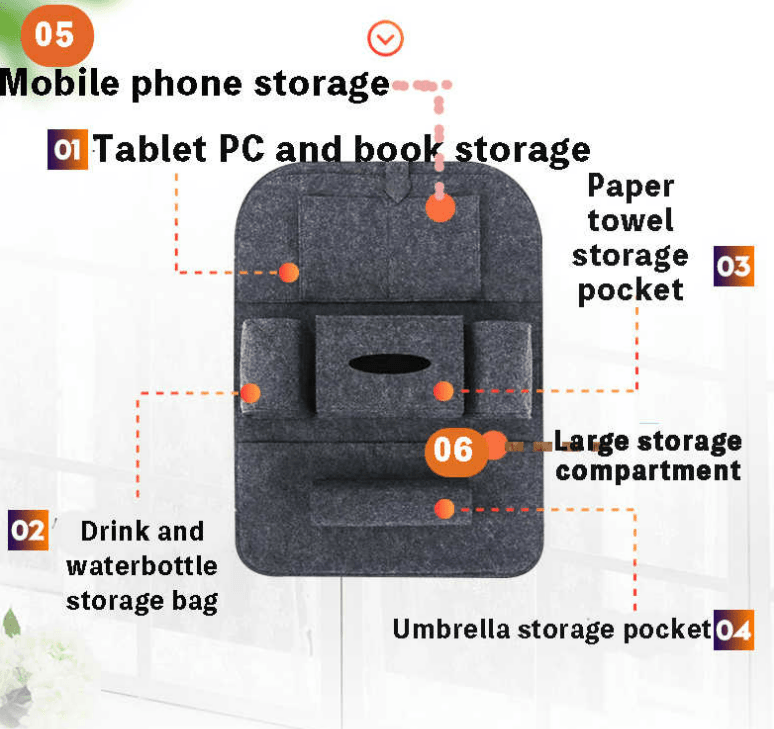 Car Felt Backseat Organisers - DMC Wholesale