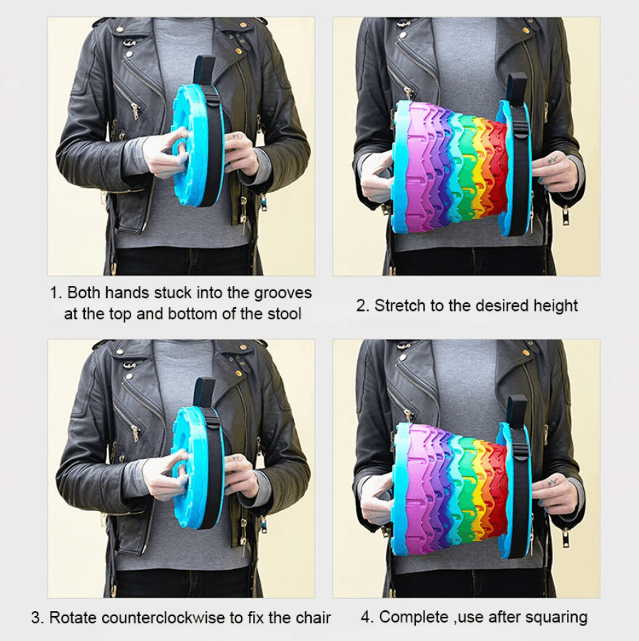 Rainbow Retractable Telescopic Portable Camping Seat - DMC Wholesale